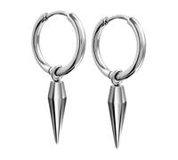 GAUEIOUR Minimalist Spike Huggie Small Hoop Dangle Drop Earrings,Stainless Steel Geometric Dangling Charm Hoop,Hip Hop Rock Gothic Cartilage Tragus Helix Street Trend Punk Earrings