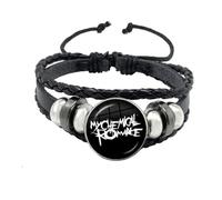 GAUEIOUR My Chemical Romance Bracelet Rock Band Fans Merch Souvenir Bangle | Adjustable Punk Revival Lover Fashion Rebellious Logo Leather Wristband for Women Men, Jewelry Gift for Devoted Music Fans