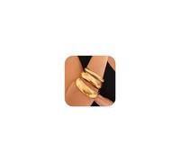 GAUEIOUR Pack of 3 Chunky Gold Bangles for Women Fashionable Wide Wrist Bracelets Stack Statement Bangles Fashion Jewellery Gift(Gold)