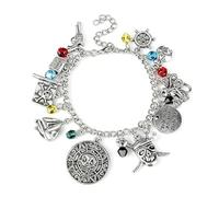 GAUEIOUR Pirate Charm Bracelet, Multi Charms Skull Ship Wheel Anchor Design, Adjustable Chain Bangle, Crystal Beaded Jewelry for Men Women.