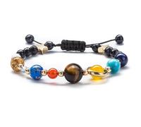 GAUEIOUR Planet Bracelet,Bracelet of The Nine Planets of The Solar System and The Milky Way,Adjustable Rope Natural Stone Astronomical Jewelry, Artistic Gifts for Boys and Girls