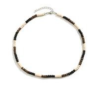 GAUEIOUR Puka Shell Necklace, Surfer Beaded Necklace for Men, Bohemian Style Coconut Shell Wood Bead Patchwork, Summer Beach Jewelry