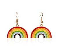 GAUEIOUR Rainbow Earrings,Gay and Lesbian Pride Earrings,Seven Color Rainbow Earrings Holiday Girl Style Alloy Earrings,Travel Accessories Dropping Oil Earrings