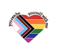 GAUEIOUR Rainbow Love Heart Badges Brooch,Geometric Colored Brooch with Exquisite Design,Personalized and Versatile Alloy Metal Badge