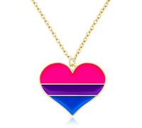 GAUEIOUR Rainbow Pansexual Transgender Asexual Bisexual Sun Set Lesbian Nonbinary Polysexual Gender Fluid Necklace,Proud Rainbow Colored Heart-Shaped Oil Drop Pendant Necklace, Jewelry Gift