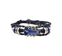 GAUEIOUR Retro Leather Guitar Bracelet,Retro Guitar Men Women Faux Leather Bangle Wristband,Wristband Musical Bracelet For Men Women, Music Enthusiast Gift(Blue)