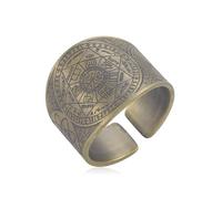 GAUEIOUR Seven Archangels Ring, Retro Style Solomon Seven Pointed Star Magic Circle, Copper Men's Ring with Adjustable Opening for Archangel Protection