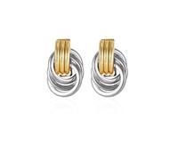 GAUEIOUR Silver Gold Statement Geometric Dangle Drop Earrings,Vintage Metal French Style Earrings,Two-Tone Multi-layer Round Hanging Earrings Fashion Geometric Chunky Knot Earring for Women Jewelry