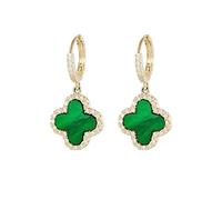 GAUEIOUR St. Patrick's Day Irish Earrings,New Vintage Silver Needle Emerald Green Leaf Earrings, Simple and Lucky Personality Diamond Leaf Earrings,Charm Irish Party Gift(Green)