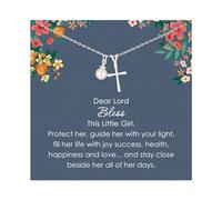 GAUEIOUR Sterling Silver Cross Necklace for Girls,Pearl Cross Fashion Jewelry Item, Religious Pearl Jewelry, First Communion, Baptist Gift,Easter Confirmation Gifts for Godchild