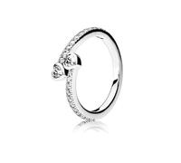 GAUEIOUR Sterling Silver Heart Adjustable Rings,Fashion Love Diamond Zircon Ring, Eternal Heart Lady Ring,Inlaid Zircon Heart to Heart Impression Ring