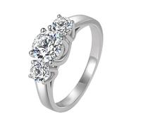 GAUEIOUR Sterling Silver Rings for Women Girls Cubic Zirconia Thumb Ring Promise Wedding Engagement Rings,Three Diamonds Sparkling Jewelry, Timeless Themed Accessories, Anniversary Jewelry Gifts