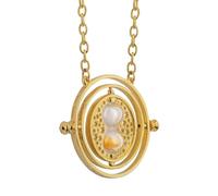 GAUEIOUR Time Turner Necklace,Time Converter Hourglass Necklace,Retro Accessory Collarbone Chain,Hourglass Necklace,(Gold)