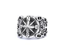 GAUEIOUR Viking Compass Ring for Men,Open Adjustable Ring,Vintage Hip Pop Chunky Toe & Open Thumb Rings Jewellery Gifts(Silver)