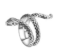 GAUEIOUR Vintage Silver Plated Lacquer Snake Ring,European and American Hip-hop Style Universal Rings for Men and Women,Punk Metal Snake Shaped Rings