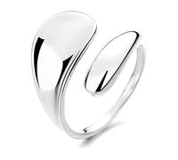GAUEIOUR Water Drop Smooth Face Ring,Irregular Curved Open Sterling Spiral Ring,Minimalist Geometry,Ladies' Jewelry