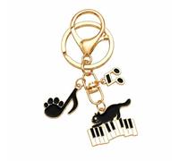 Gauelne Cat Keyring - Piano Keychain Bag Charms for Women with Paw Note, Eighth Note and Keyboard, Music Key Rings Gifts for Girls, Piano Teachers and Kitten Lovers