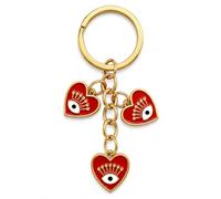 Gauelne Evil Eye Keyring - Heart Keychain Bag Charms for Women with Three Evil Eye Pendants, Eyeball Key Rings Gifts for Teen, Girls, Friends and Sister