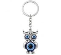 Gauelne Evil Eye Keyring - Owl Keychain Bag Charms for Women with Silver Buckle and Chain, Animal Key Rings Gifts for Luck Lovers, Girls, Sister and Daughter