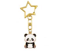 Gauelne Panda Keyring - Animal Keychain Bag Charms for Women with Star Clasp and Pink Paw Decorations, Cute Key Rings Gifts for Panda Lovers, Sister, Girls and Classmate