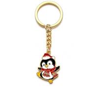 Gauelne Penguin Keyring - Christmas Keychain Bag Charms for Women with Festive Red Hat and Scarf Design, Animal Key Rings Charm Gifts for Family, Coworkes and Girls