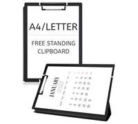 GAUENEEN Free Standing Clipboard and Desktop Stand with Adjustable Buckles Easel Back - Foldable Stand and Document Holder for School, Office and Business Use (9.37 x 12.6 inches) (Black)
