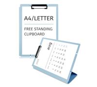 GAUENEEN Free Standing Clipboard and Desktop Stand with Adjustable Buckles Easel Back - Foldable Stand and Document Holder for School, Office and Business Use (9.37 x 12.6 inches) (Blue)