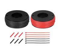 Gauge Electrical Wire, 2pcs 24 AWG Silicone Spool, 45.7m/150ft Tinned Copper Wires with Heat Shrink Tubing & Cable Ties for Automotive, RV Inverter - Red & Black(30 Gauge 45.7m/150ft)