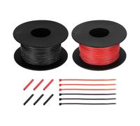 Gauge Electrical Wire, 2pcs 24 AWG Silicone Spool, 45.7m/150ft Tinned Copper Wires with Heat Shrink Tubing & Cable Ties for Automotive, RV Inverter - Red & Black(30 Gauge 61m/200ft)