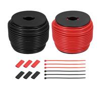 Gauge Electrical Wire, 2pcs 24 AWG Silicone Spool, 45.7m/150ft Tinned Copper Wires with Heat Shrink Tubing & Cable Ties for Automotive, RV Inverter - Red & Black(12 Gauge 30.5m/100ft)