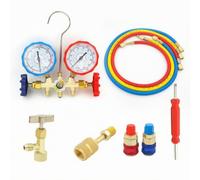 Gauge Set Gauge Kit Pressure Tester Hose With Rugged Brass Analog Display Metal Hook Suitable For Air Conditioner Diagnostics And Repair, 536 35-55kg Configuration 2, style to 1