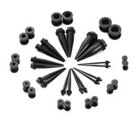 Gauges Tunnels, 36PCS Stainless Steel Ear Gauges Plugs 14g-00g Screw Fit 2 in 1 Interchangeable Geometric Shape Single/Double Flared Ear Gauge Taper 1.6mm-10mm Black