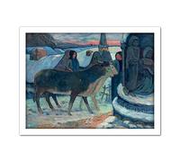 Gauguin Christmas Night Blessing Oxen Painting Large Framed Art Print Poster Wall Decor 18x24 in