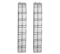 gaulupue Over The Door Shoe Organizer, 14 Large Mesh Pockets Hanging Shoe Rack for Closet Organizers and Storage, White, 2-pack (white)