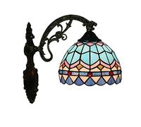 GAUUA Tiffany Wall Sconce, 8 Inch Mini Mediterranean Style Stained Glass Wall Light, Hardwired Decor For Bedroom Stairway Hallway Bar Study Hallway