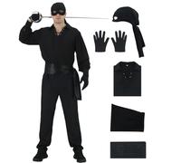 GAUWEAN Princess Bride Costume Westley Pirate Medieval Renaissance Shirt Pants Eye Patch Gloves Set Masked Vigilante Outfits M