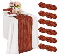 Gauze Cheese Cloth Table Runners 6 Pack Beige for Holiday Party Decor Shabby Chic Wedding Event 17x108 Inch(Rust red)