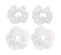 Gauze Hair Scrunchies Stretch Rope 4pcs Ponytail Holders for Women | White Organza Mesh Design, Gentle for Thick or Thin Hair, Fashionable Accessory for Office Wear and Occasions