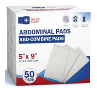 GauzeCare Sterile Abdominal Pads ABD Combination Pads 50 Pack 5" x 9" Extra Absorbent and Thick Individually Wrapped Wound Dressing, First Aid Pads, Surgical Grade