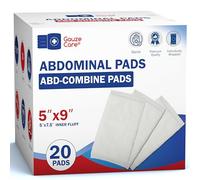 GauzeCare Sterile Abs Pads 20 Pack 5" x 9" Extra Absorbent and Thick Individually Wrapped Wound Dressing, First Aid Pads, Surgical Grade, Non-Stick for Strong