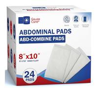 GauzeCare Sterile Abs Pads 24 Pack 8" x 10" Extra Absorbent and Thick Individually Wrapped Wound Dressing, First Aid Pads, Surgical Grade, Non-Stick for Strong