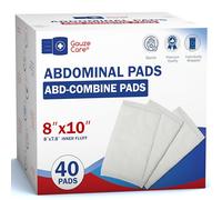 GauzeCare Sterile Abs Pads 40 Pack 8" x 10" Extra Absorbent and Thick Individually Wrapped Wound Dressing, First Aid Pads, Surgical Grade, Non-Stick for Strong