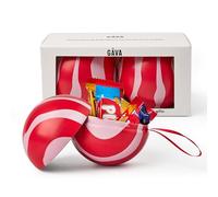 Gåva Bauble Duo with Swedish Chocolate - Reusable Swedish Design Christmas Ornaments - Scandinavian Gift Box with Authentic Swedish Chocolates - Pack of 2 (Lucia)