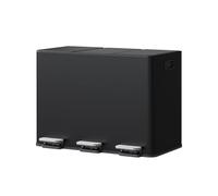 GaveeHome Black 3x15L Kitchen Pedal Bin - Stainless Steel Dual Compartment Recycling Bin, Soft Close Lid, Removable Buckets & Side Handle for Home Use (Black, 3 * 15L)