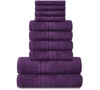 GC GAVENO CAVAILIA Towels Family Bale Set - 10 Piece 100% Egyptian Cotton, 4x Face 4x Hand 2x Bath Towel, Premium Quality Highly Water Absorbent Bathroom Accessories, Machine Washable, Purple