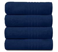 Gaveno Cavailia 100% Natural Cotton Thick Absorbent 450 GSM Hampton Hand Towel [ Pack of 4-Navy (50x80 cm)