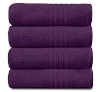 Gaveno Cavailia 100% Natural Cotton Thick Absorbent 450 GSM Hampton Hand Towel [ Pack of 4-Purple (50x80 cm)