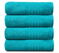 Gaveno Cavailia 100% Natural Cotton Thick Absorbent 450 GSM Hampton Hand Towel [ Pack of 4-Teal (50x80 cm)