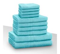 GC GAVENO CAVAILIA Towels Family Bale Set - 10 Piece 100% Egyptian Cotton, 4x Face 4x Hand 2x Bath Towel, Premium Quality Highly Water Absorbent Bathroom Accessories, Machine Washable, Aqua, 544630