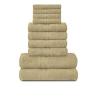 GC GAVENO CAVAILIA Towels Family Bale Set - 10 Piece 100% Egyptian Cotton, 4x Face 4x Hand 2x Bath Towel, Premium Quality Highly Water Absorbent Bathroom Accessories, Machine Washable, Mocha